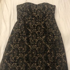 Ann Taylor Loft black lace strapless size 8P dress